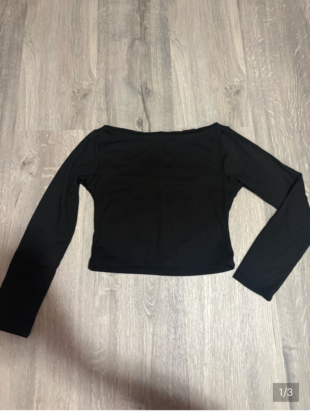 3 for $14 gaze Black Long Sleeve Square Neck Crop Top size xs